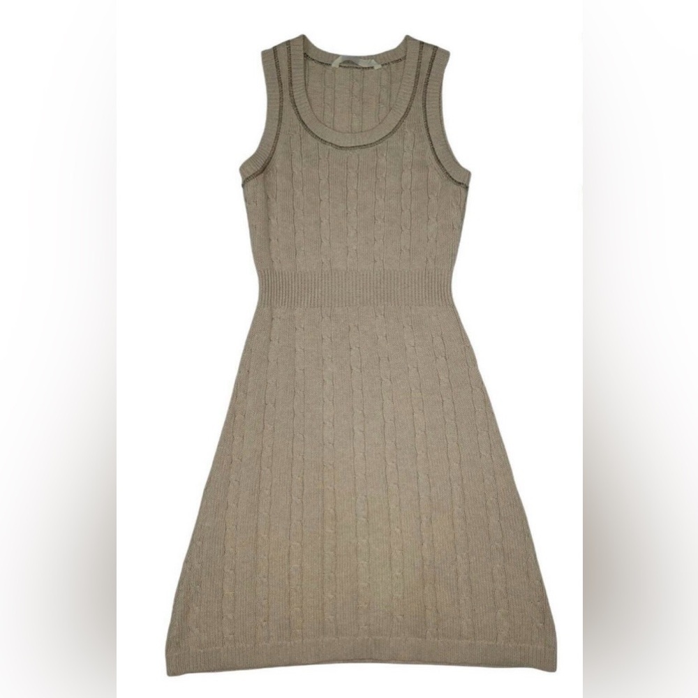 Athleta Comfy Cozy Knit Winter Sweater Midi Dress in Beige Size Large